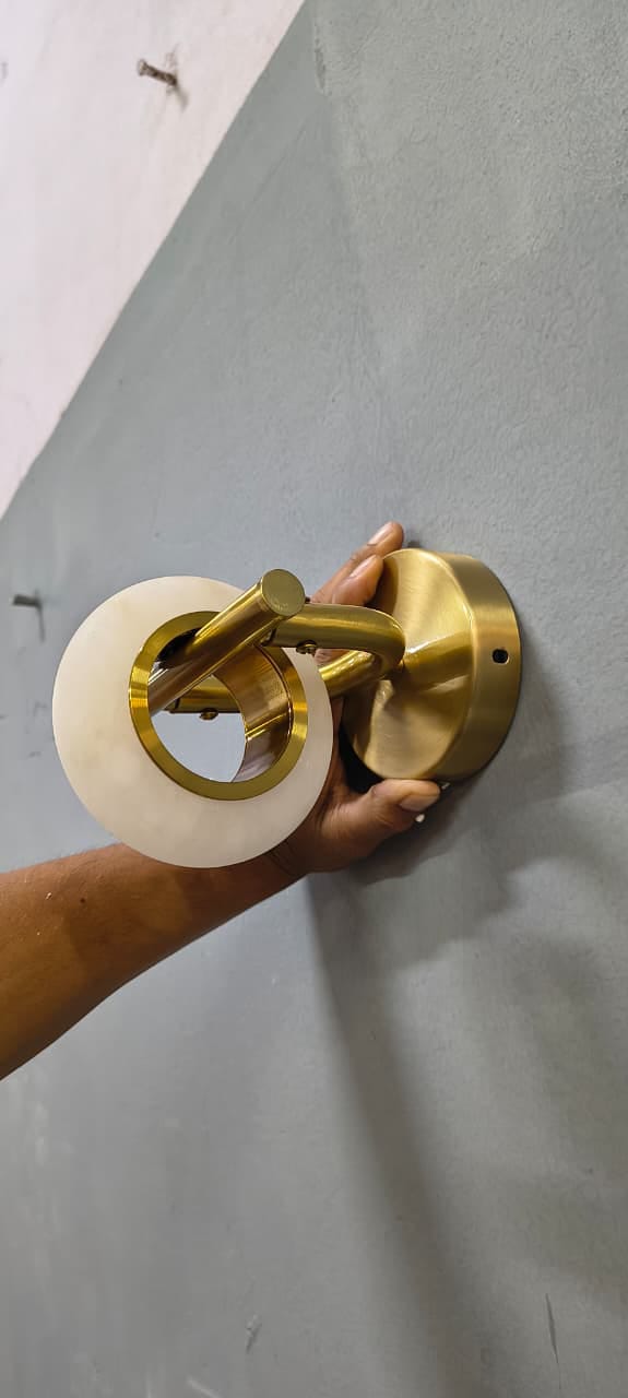 HDC Luxury Marble & Brass LED Wall Light for Bedroom, Living Room