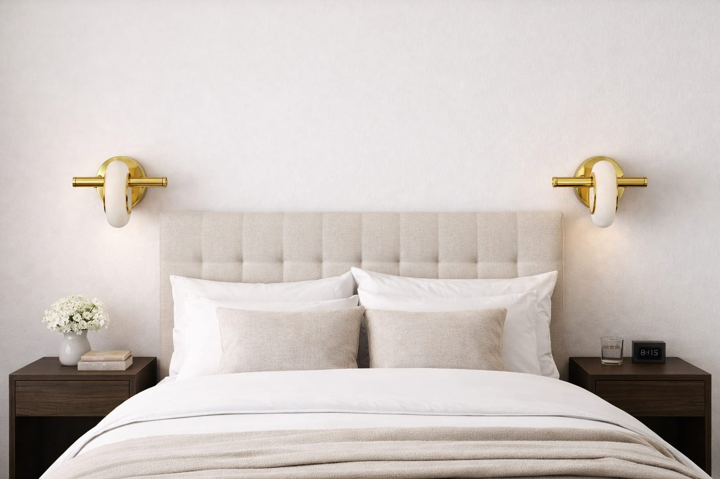 HDC Luxury Marble & Brass LED Wall Light for Bedroom, Living Room