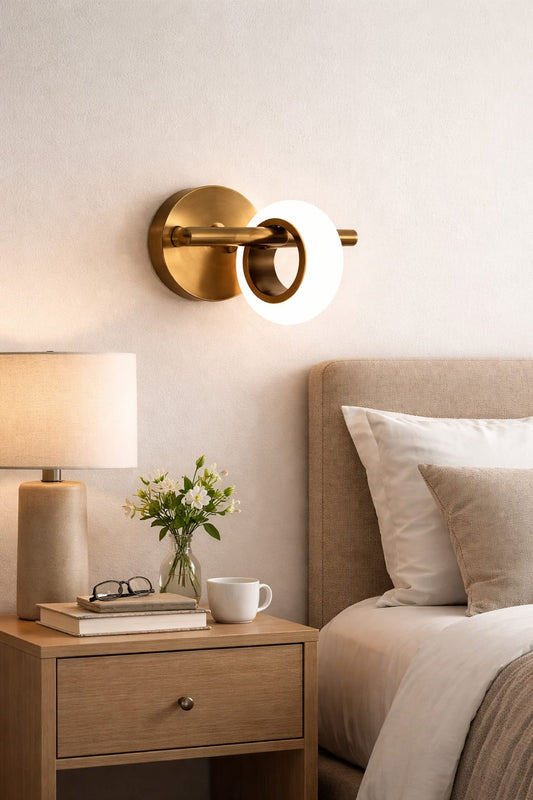HDC Luxury Marble & Brass LED Wall Light for Bedroom, Living Room