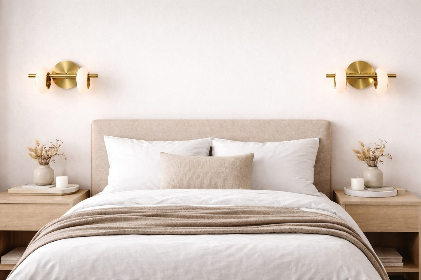 HDC Luxury Marble & Brass LED Wall Light for Bedroom, Living Room