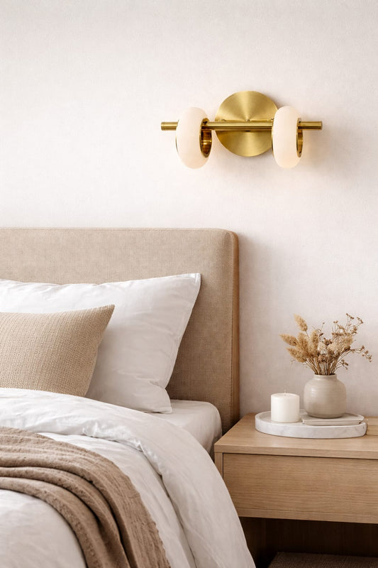 HDC Luxury Marble & Brass LED Wall Light for Bedroom, Living Room