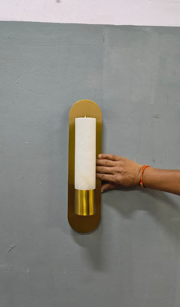 HDC Luxury White Marble Gold Wall Light for Bedroom, Living Room