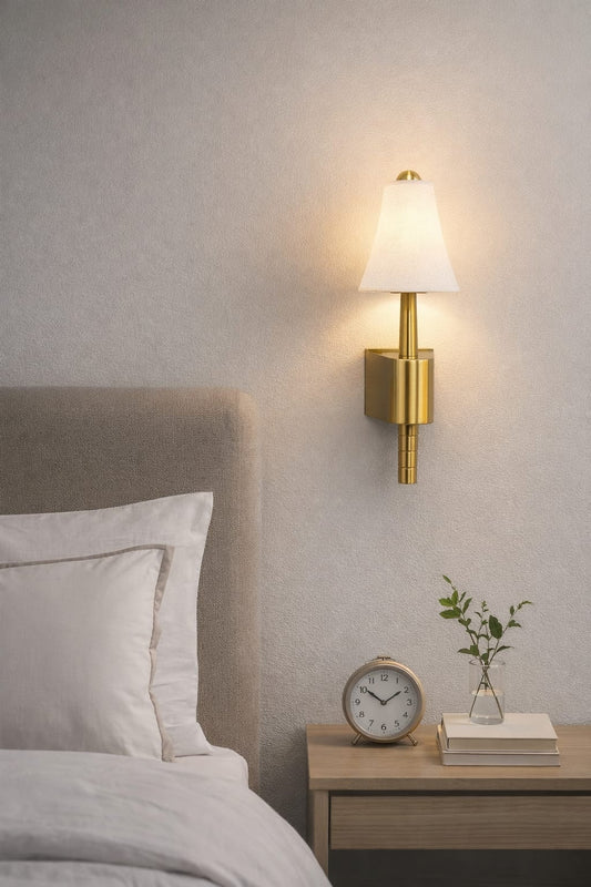 HDC Luxury Marble & Gold LED Wall Light for Bedroom, Living Room