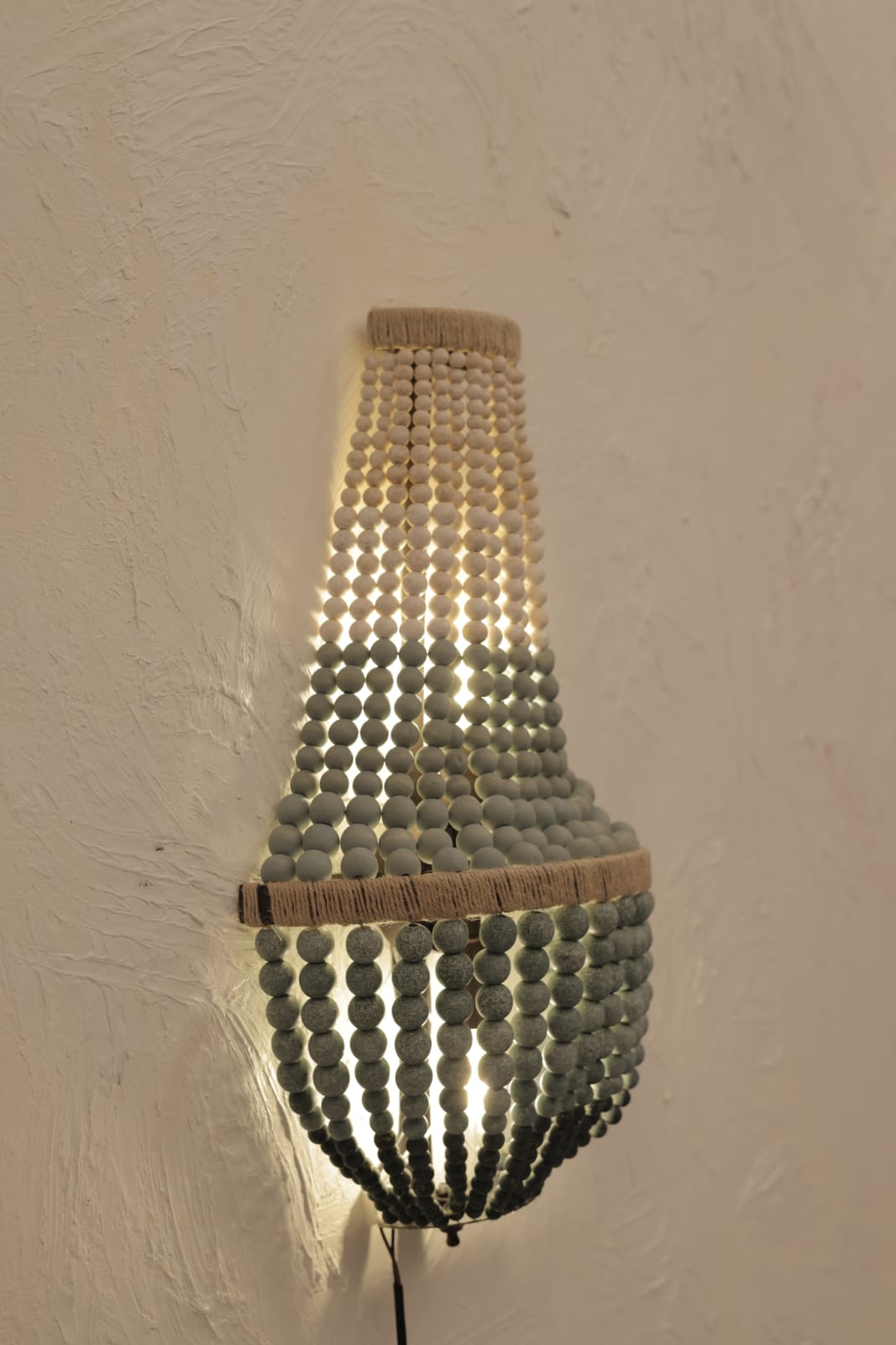 HDC Luxury Wooden Beaded Decorative Wall Light for Bedroom, Living Room