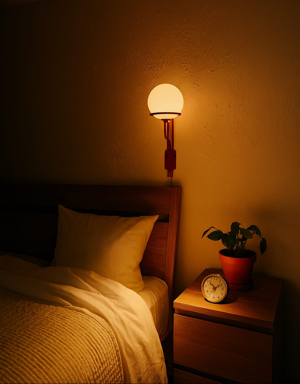 HDC Modern Red Frosted Globe Wall Light for Bedroom, Living Room
