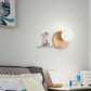 HDC Modern Moon Shelf Wall Light with Wooden Back Panel for Bedroom, Living Room