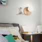 HDC Modern Moon Shelf Wall Light with Wooden Back Panel for Bedroom, Living Room