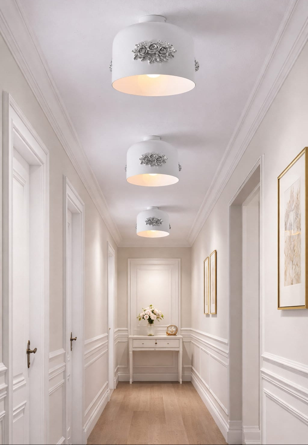 HDC 250mm Luxury Floral Metal Ceiling Light for Living Room, Bedroom, Hallway