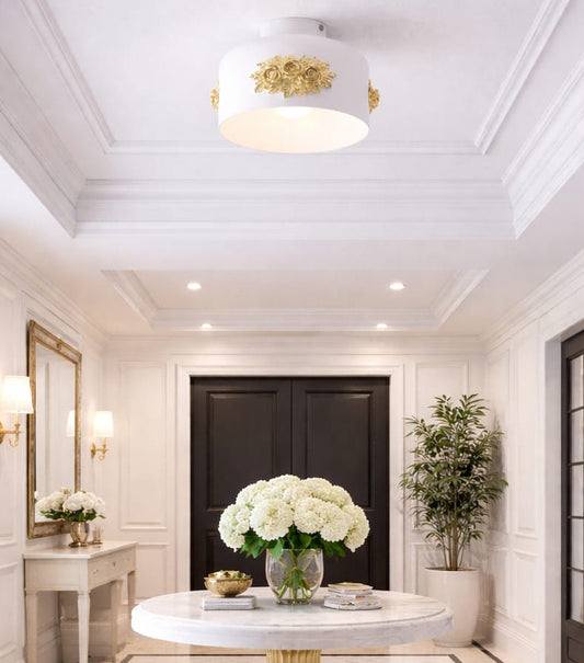 HDC 250mm Luxury Floral Metal Ceiling Light for Living Room, Bedroom, Hallway