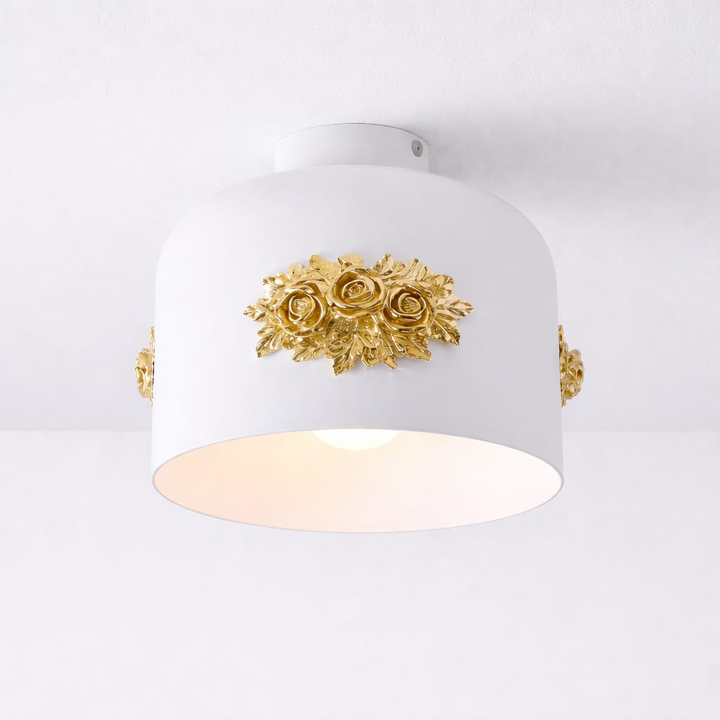 HDC 250mm Luxury Floral Metal Ceiling Light for Living Room, Bedroom, Hallway
