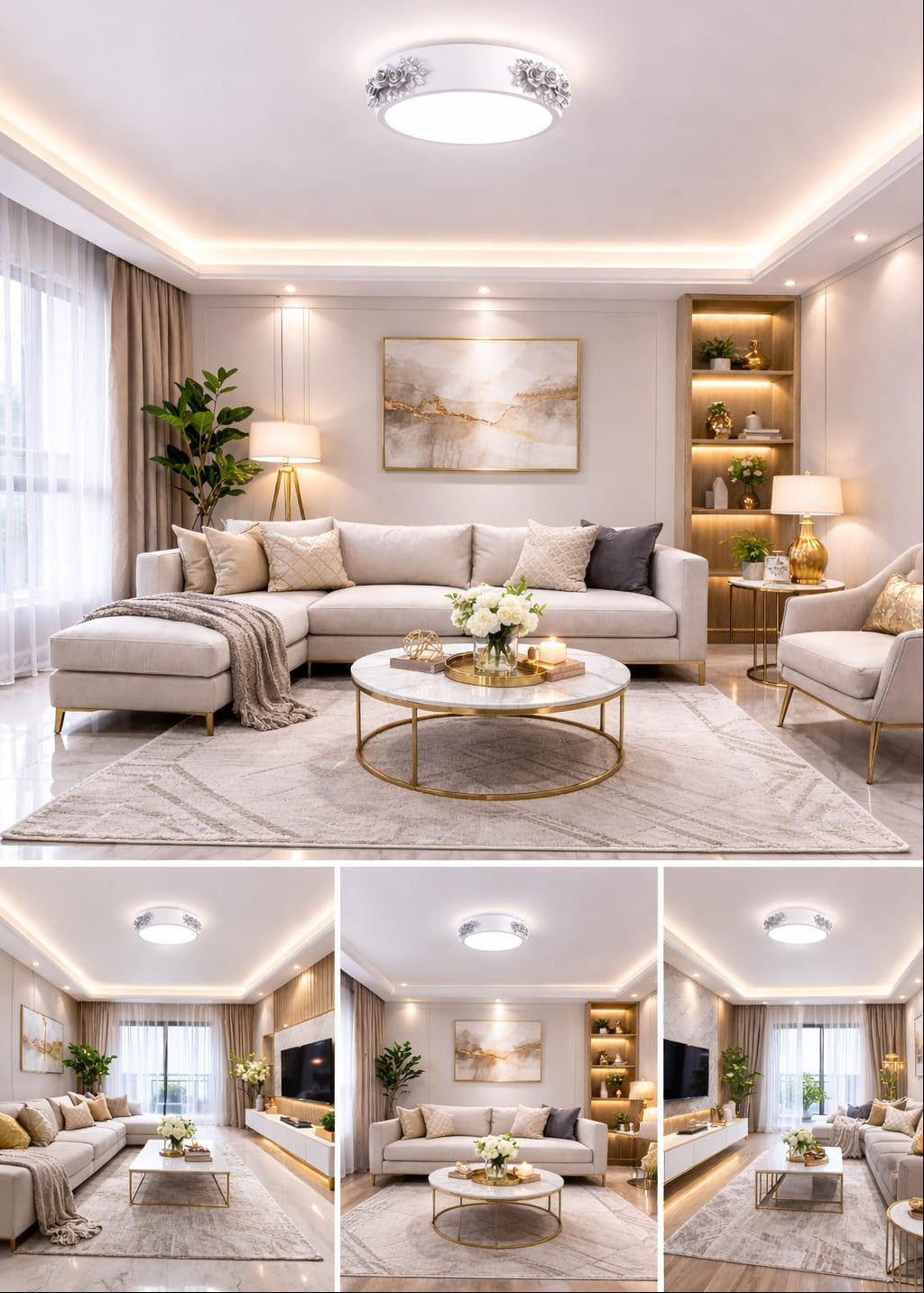 HDC Luxury Floral Round Ceiling Light for Bedroom