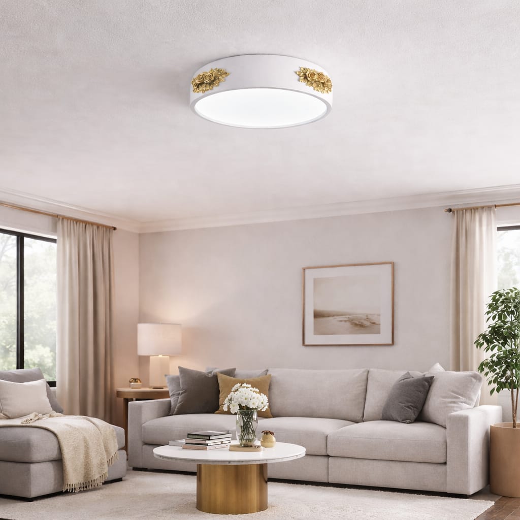 HDC Luxury Floral Round Ceiling Light for Bedroom