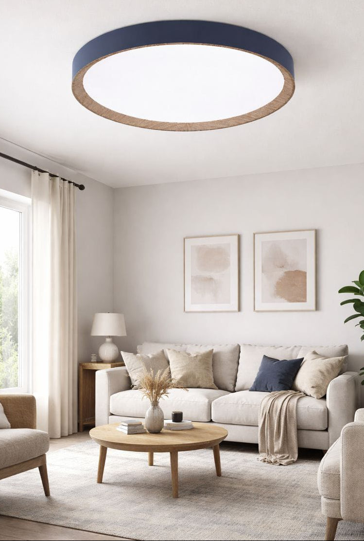 HDC Modern Round LED Ceiling Light with Wood Finish