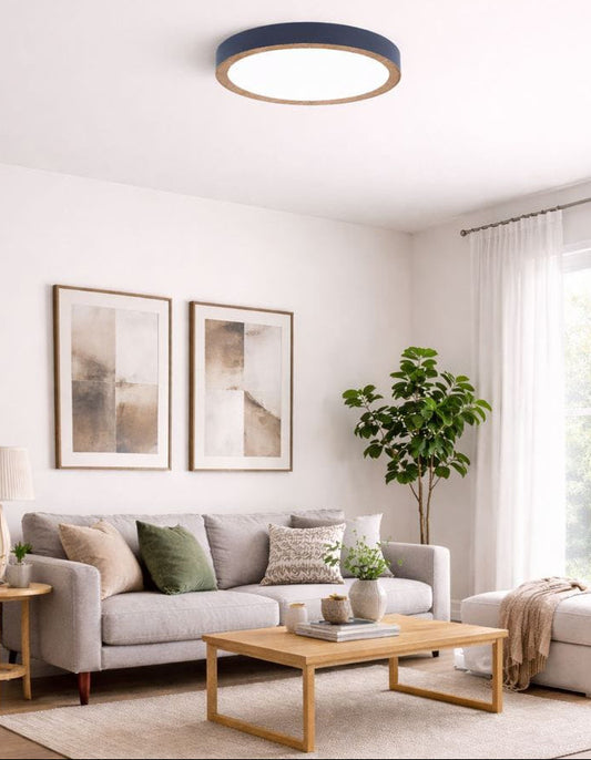 HDC Modern Round LED Ceiling Light with Wood Finish