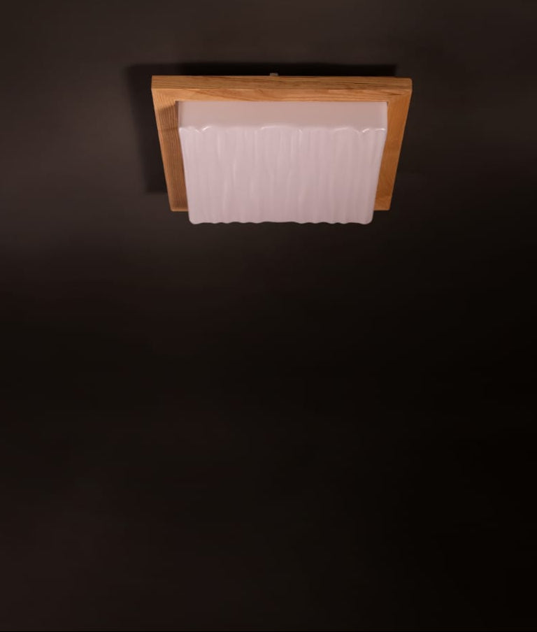 HDC Modern Wooden Fabric Flush Mount Ceiling Light