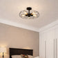 HDC Industrial Vintage Metal Cage Semi Flush Ceiling Light for Bedroom, Living Room