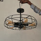 HDC Industrial Vintage Metal Cage Semi Flush Ceiling Light for Bedroom, Living Room