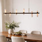 HDC Luxury Antique Brass Linear LED Chandelier with Marble Accents