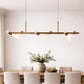 HDC Luxury Antique Brass Linear LED Chandelier with Marble Accents