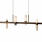 HDC Luxury Antique Brass Linear LED Chandelier with Marble Accents