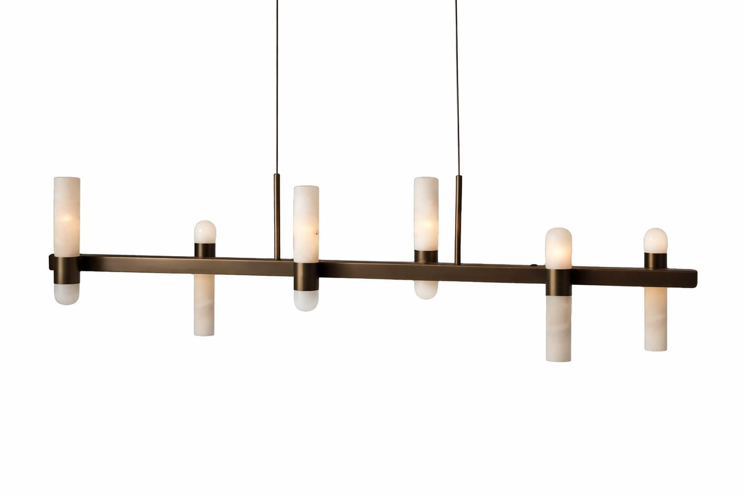 HDC Luxury Antique Brass Linear LED Chandelier with Marble Accents