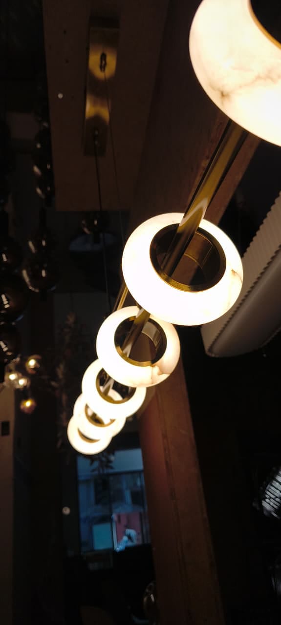 HDC 1200mm Modern Gold & White Marble Linear LED Chandelier