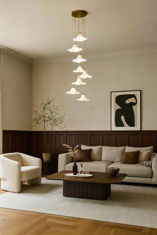 HDC Modern 10 Lights White Ceramic Cluster Pendant Chandelier for Bedroom, Living Room