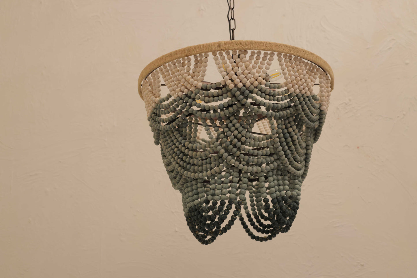 HDC Luxury Wooden Beaded Chandelier Light for Bedroom, Living Room
