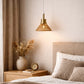 HDC Modern Ribbed Glass Pendant Light for Bedroom, Living Room