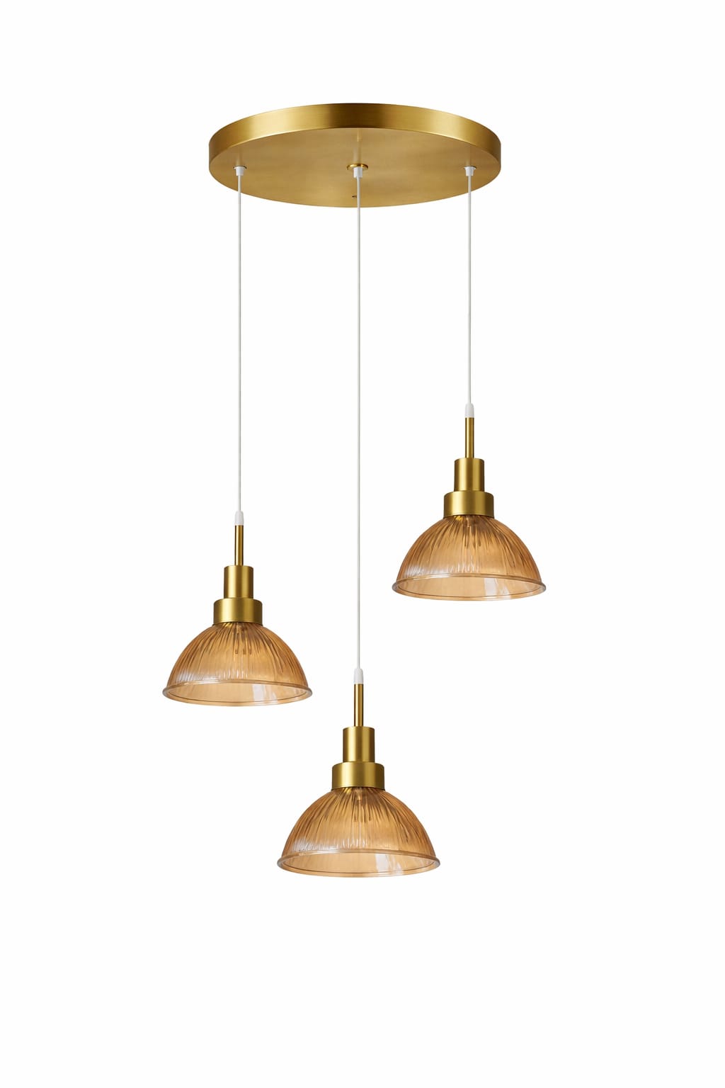 HDC Modern Amber Glass 3-Light Cluster Pendant Light for Living Room, Bedroom