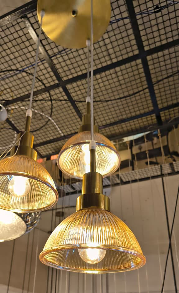 HDC Modern Amber Glass 3-Light Cluster Pendant Light for Living Room, Bedroom