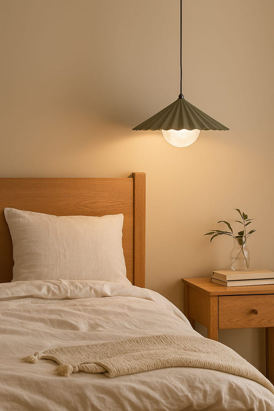 HDC Modern Pleated Metal Pendant Light for Bedroom, Living Room