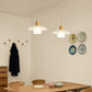 HDC Modern Wooden White Pendant Light for Bedroom, Living Room