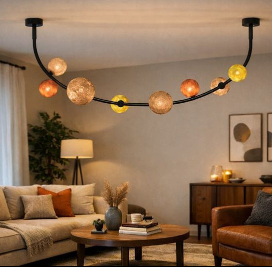 HDC Modern Curved Multicolor Glass Chandelier for Bedroom, Living Room