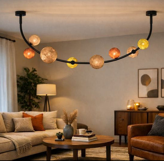 HDC Modern Curved Multicolor Glass Chandelier for Bedroom, Living Room