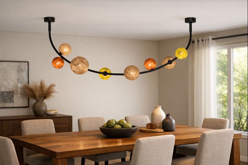 HDC Modern Curved Multicolor Glass Chandelier for Bedroom, Living Room