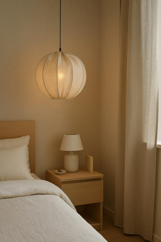 HDC Modern Fabric Globe Pendant Light for Bedroom, Living Room