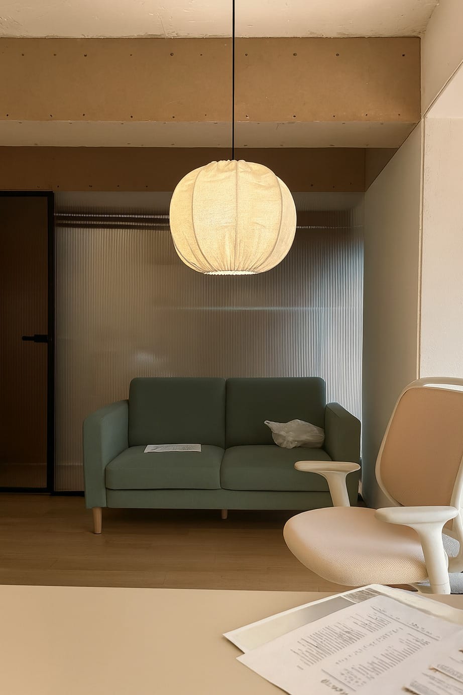 HDC Modern Fabric Globe Pendant Light for Bedroom, Living Room