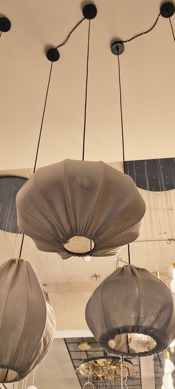 HDC Modern Fabric Pumpkin Pendant Light for Bedroom, Living Room