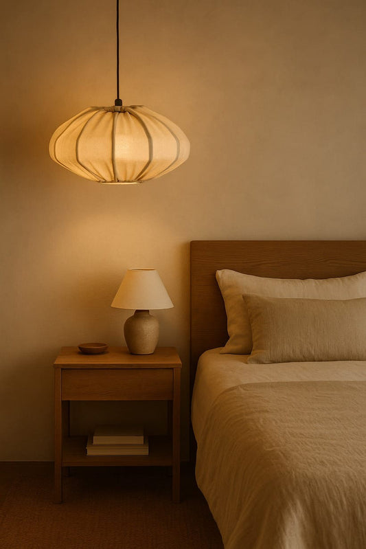 HDC Modern Fabric Pumpkin Pendant Light for Bedroom, Living Room