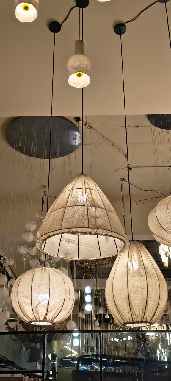 HDC Modern Fabric Cone Pendant Light for Bedroom, Living Room