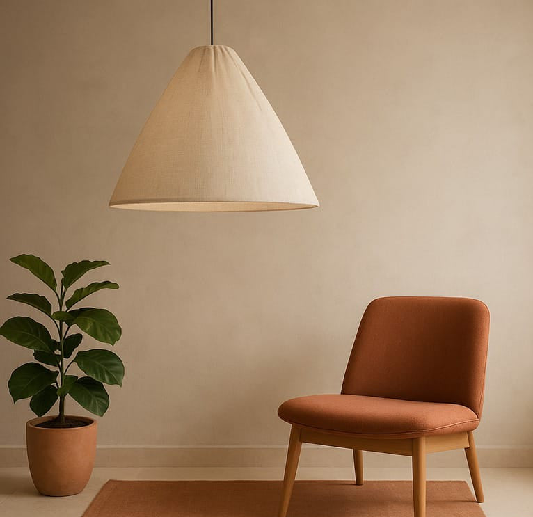 HDC Modern Fabric Cone Pendant Light for Bedroom, Living Room