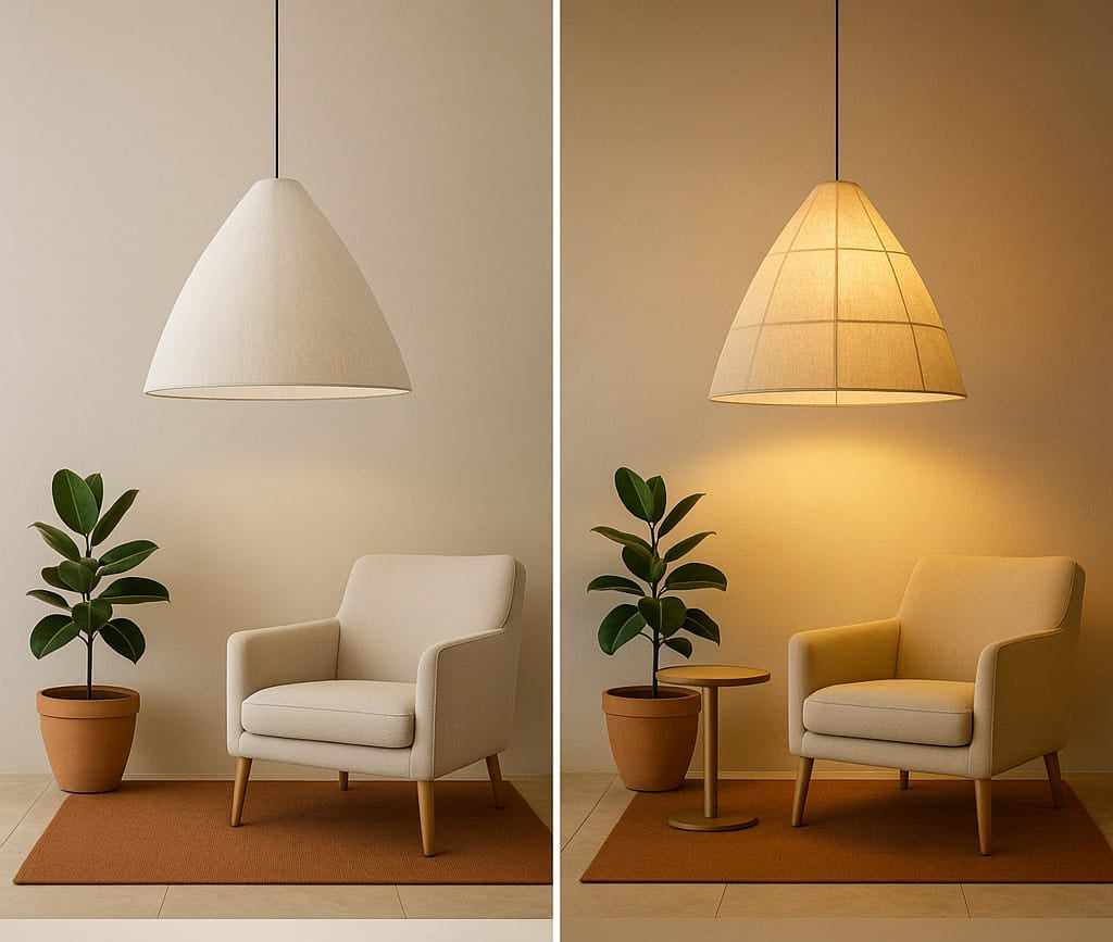 HDC Modern Fabric Cone Pendant Light for Bedroom, Living Room