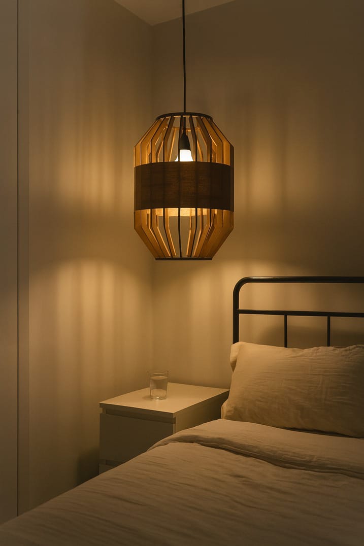 HDC Modern Walnut Wooden Pendant Light for Bedroom, Living Room