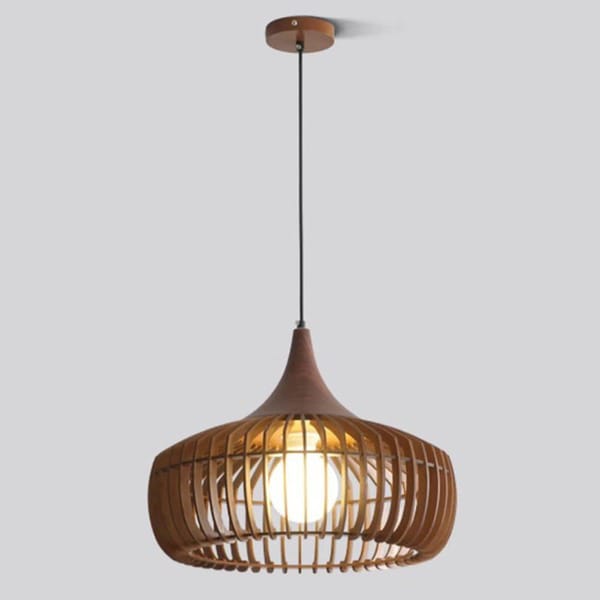 HDC Modern Walnut Wooden Pendant Light for Bedroom, Living Room