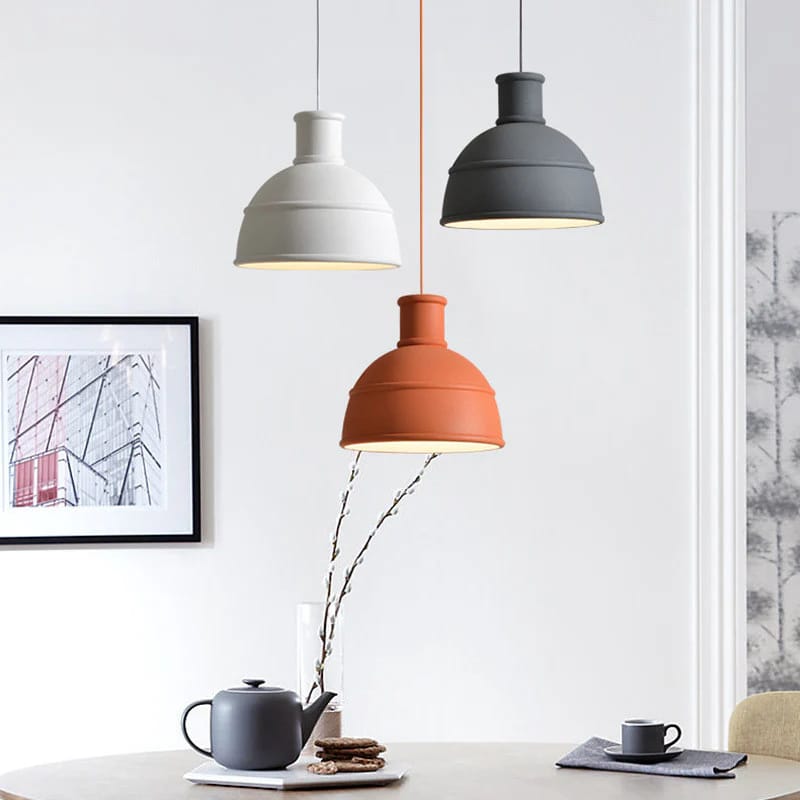HDC Modern Terracotta Concrete Pendant Light for Bedroom, Living Room