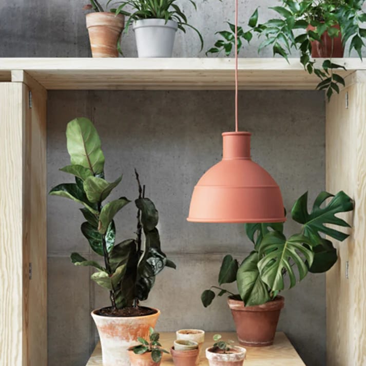 HDC Modern Terracotta Concrete Pendant Light for Bedroom, Living Room