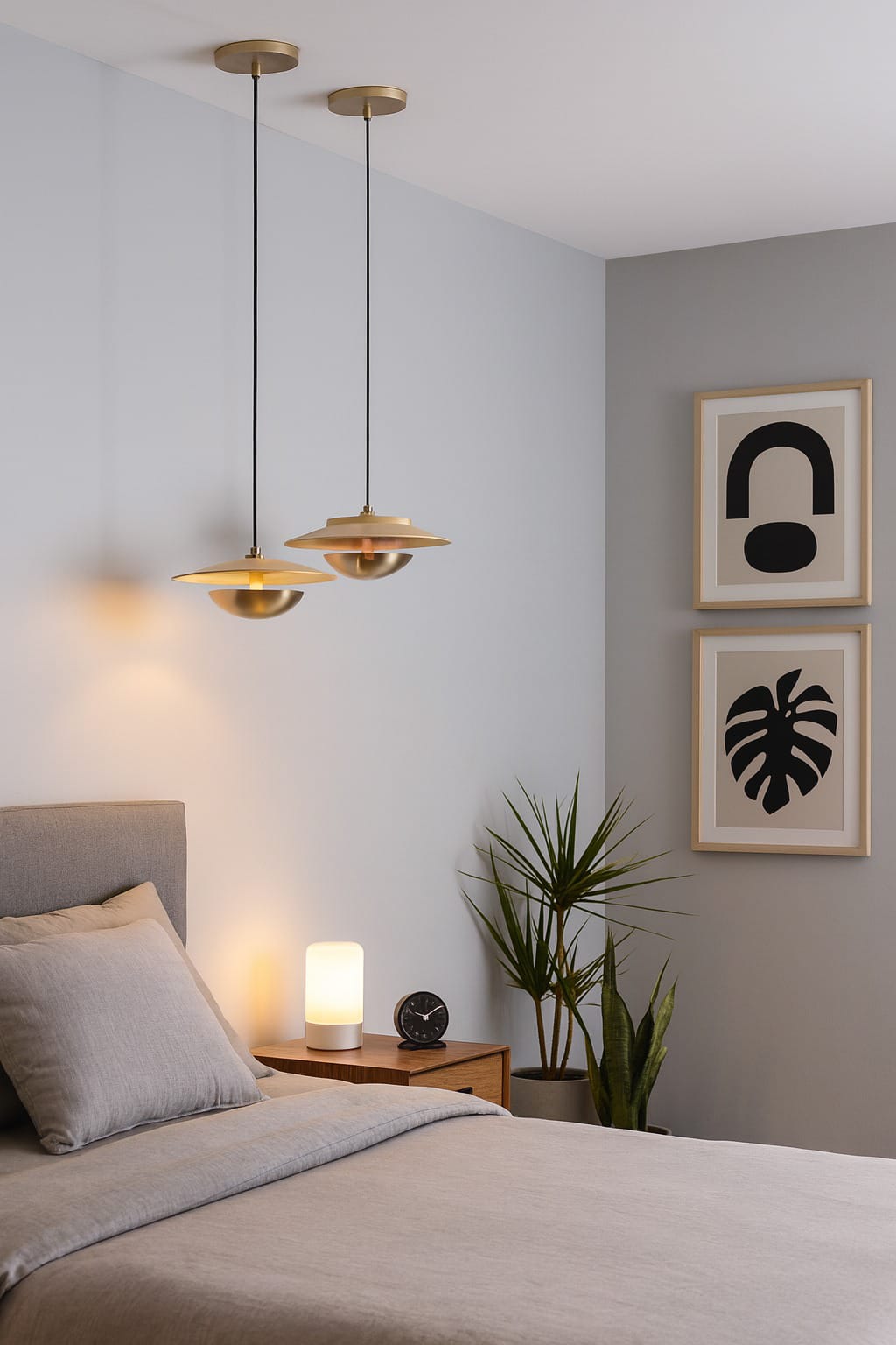 HDC Modern Brass Disc Pendant Light for Bedroom, Living room