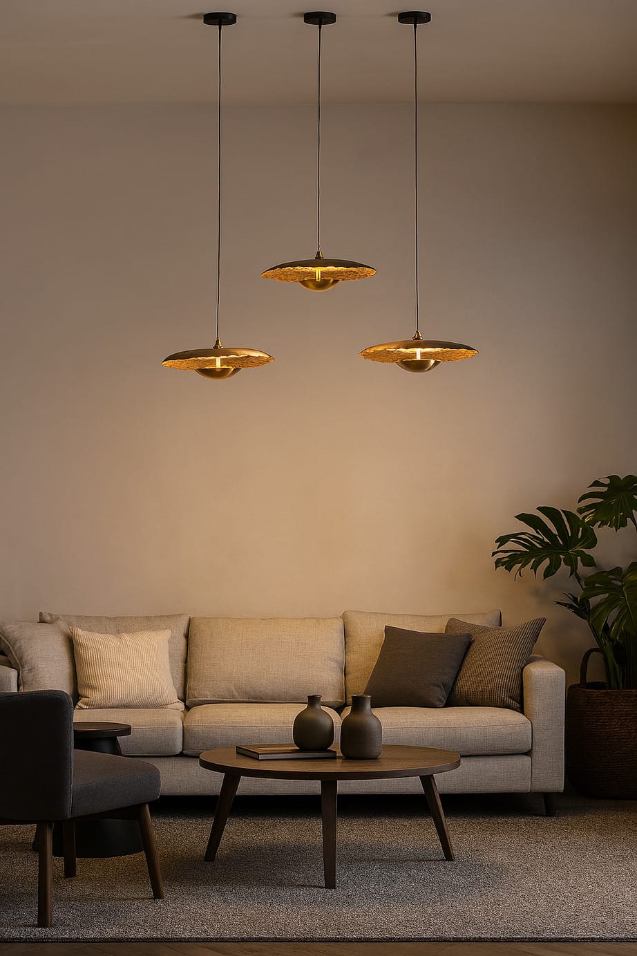 HDC Modern Golden Acrylic LED Cluster Pendant Light for Bedroom, Living Room