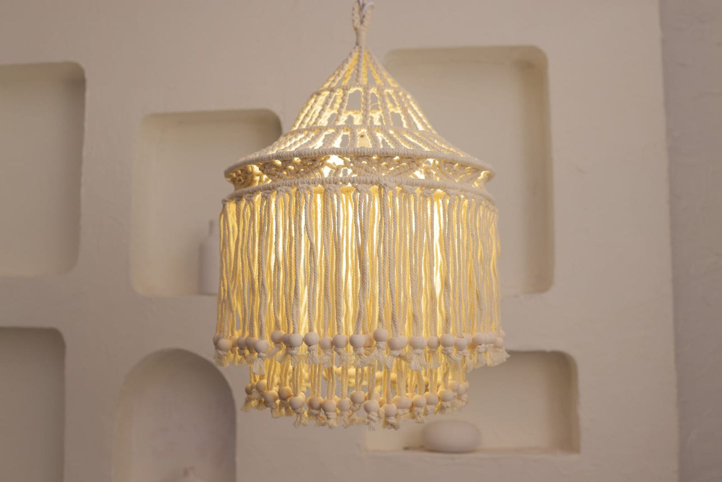 HDC Macrame Pendant Light for Bedroom, Living Room